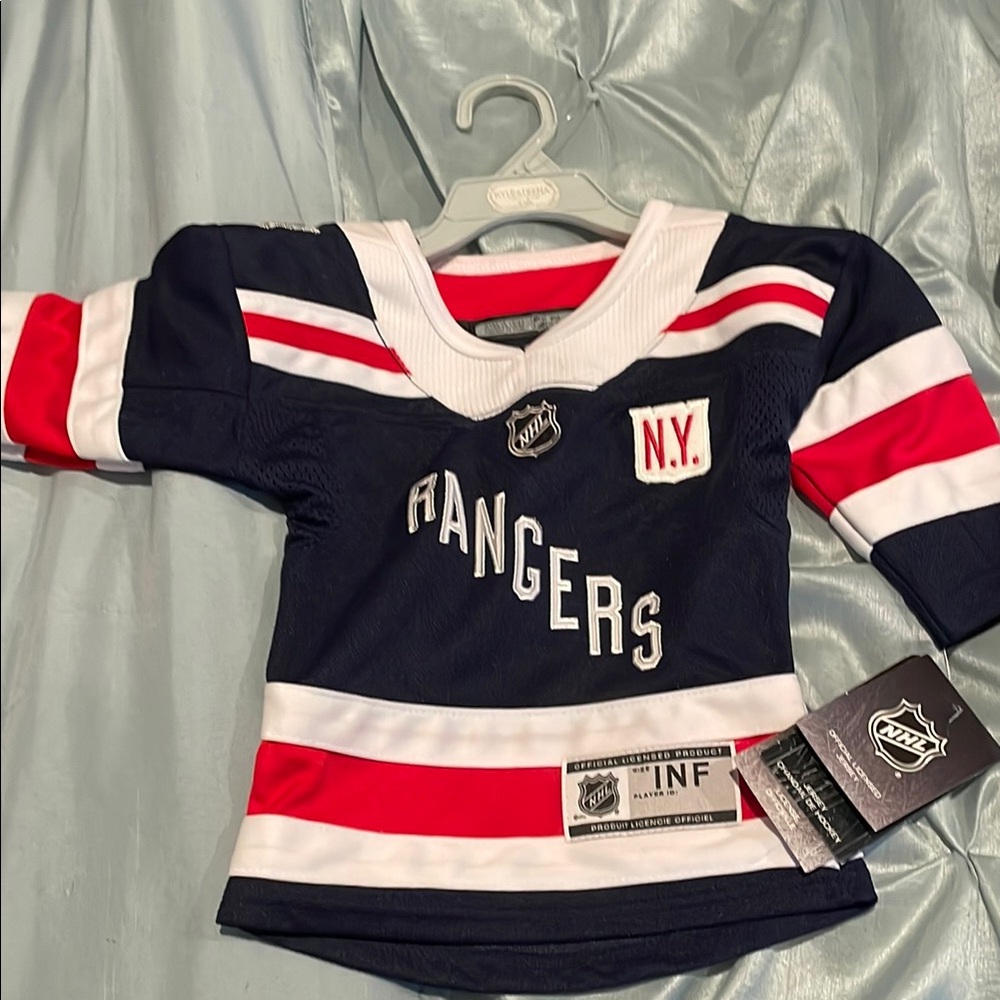 NHL Rangers Blue and Red Jersey Classic Design